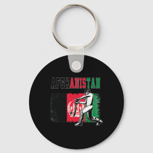 Cricket With Afghanistan Flag Team Cricketer Fan Key Ring
