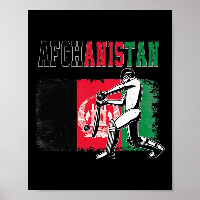 Cricket With Afghanistan Flag Team Cricketer Fan  Poster (Front)
