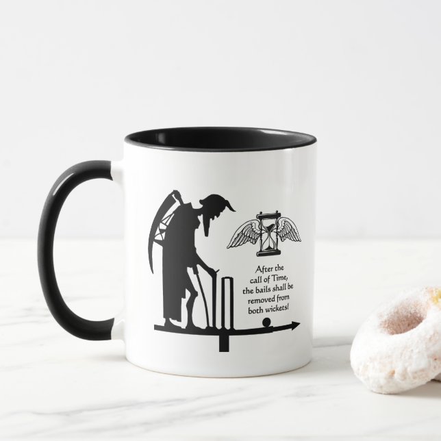 Cricketers - Law 16(3) Black and White Cricket Mug (With Donut)