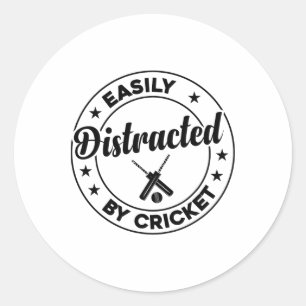Cricketing Cricket Player - Easily Distracted By C Classic Round Sticker