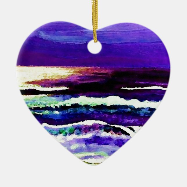 Cricket's Night Ocean Moonlight Ocean Waves Ceramic Ornament (Front)
