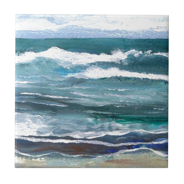 Cricket's Sea - Ocean Waves Beach Gifts Ceramic Tile (Front)