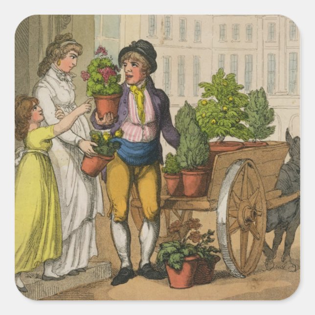 Cries of London: The Garden Pot Seller, 1799 (colo Square Sticker (Front)