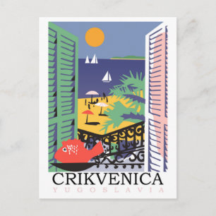 Crikvenica, Yugoslavia, window view Postcard