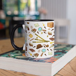 Crime Novel Detective Icons Patterns Coffee Mug