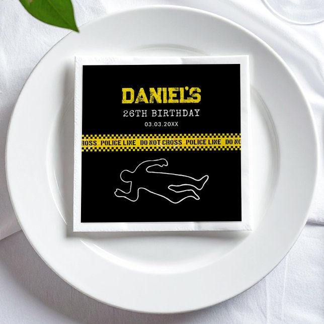 Crime Scene Birthday Party with Yellow Police Tape Napkin (Creator Uploaded)