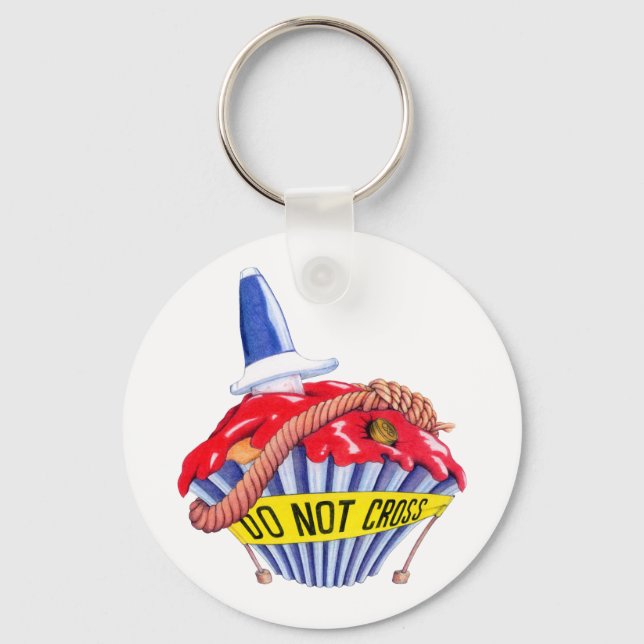 Crime Scene Cupcake Keychain (Front)