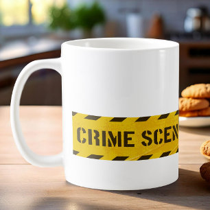 Crime scene do not cross yellow stripes coffee mug