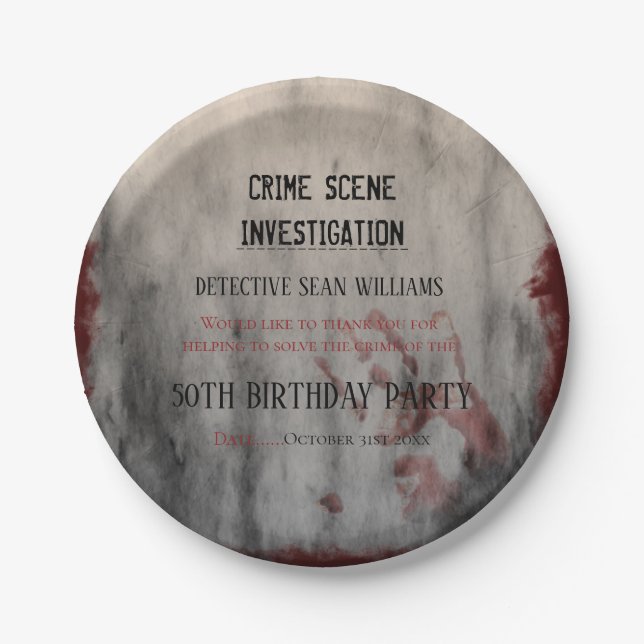Crime Scene Investigation 50th Birthday Paper Plate (Front)