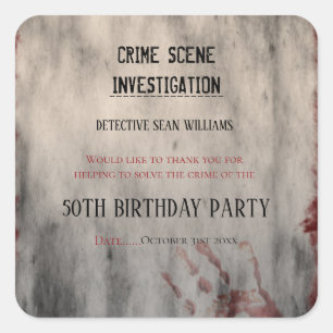 Crime Scene Investigation Birthday Thank You Square Sticker
