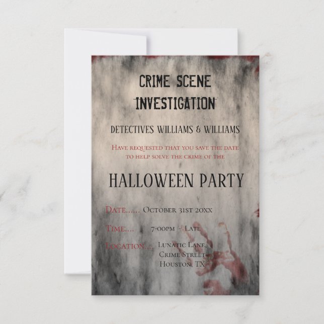 Crime Scene Investigation Halloween  Save The Date (Front)