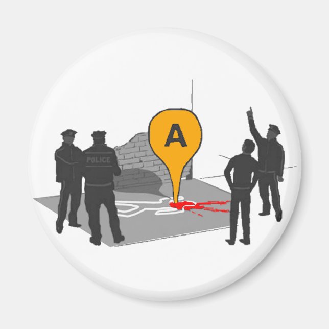 Crime Scene Map with Police and Body Outline Magnet (Front)