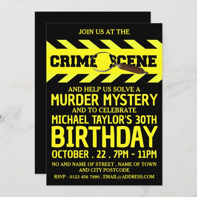 Crime Scene, Murder Mystery Birthday Party Invitation (Front/Back)