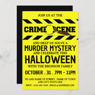 Crime Scene, Murder Mystery Halloween Party Invitation
