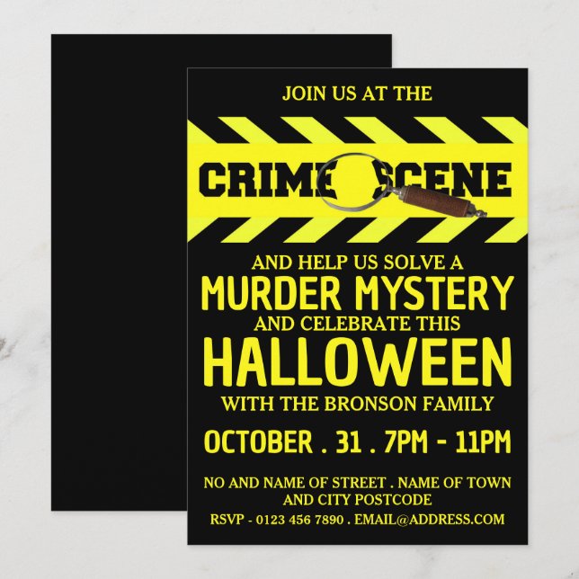Crime Scene, Murder Mystery Halloween Party Invitation (Front/Back)