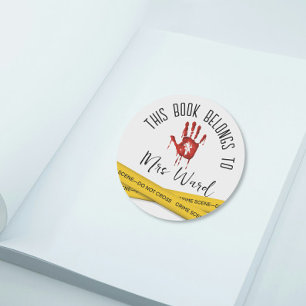 Crime Scene Tape Bloody hand library Stickers