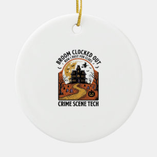 Crime Scene Technician Shirt Funny Halloween Haunt Ceramic Ornament