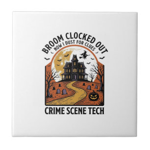 Crime Scene Technician Shirt Funny Halloween Haunt Ceramic Tile