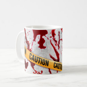 Crime Scene with Blood Splatter and Caution Tape  Coffee Mug