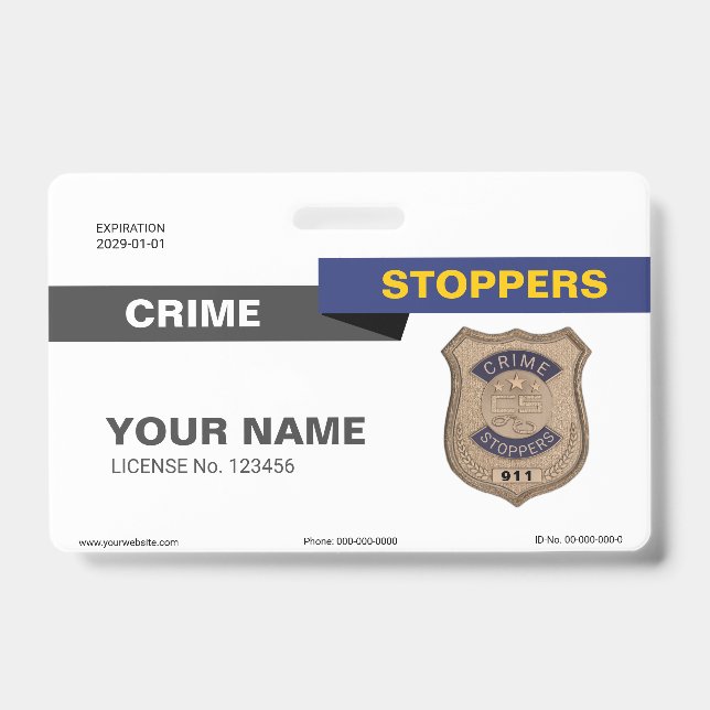 Crime Stoppers Badge ID Badge (Front)