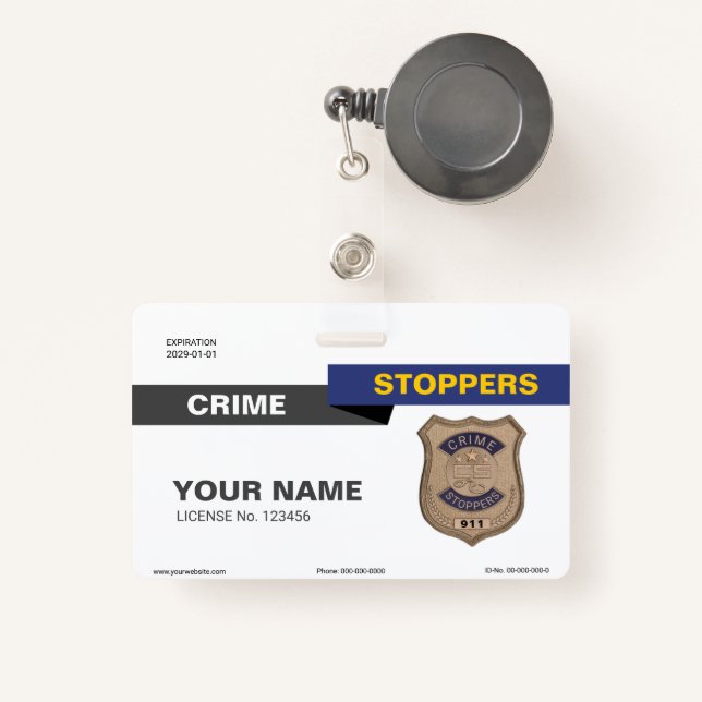 Crime Stoppers Badge ID Badge (Front with Retractable)