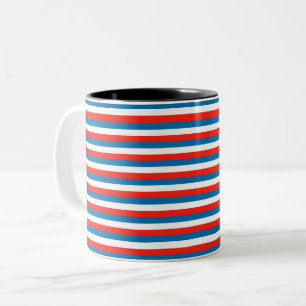 crimea faroe Wichita flag stripes red white blue p Two-Tone Coffee Mug