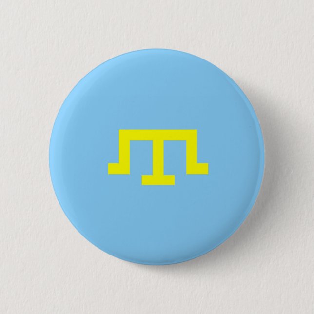 Crimean Tatar people ethnic flag 6 Cm Round Badge (Front)