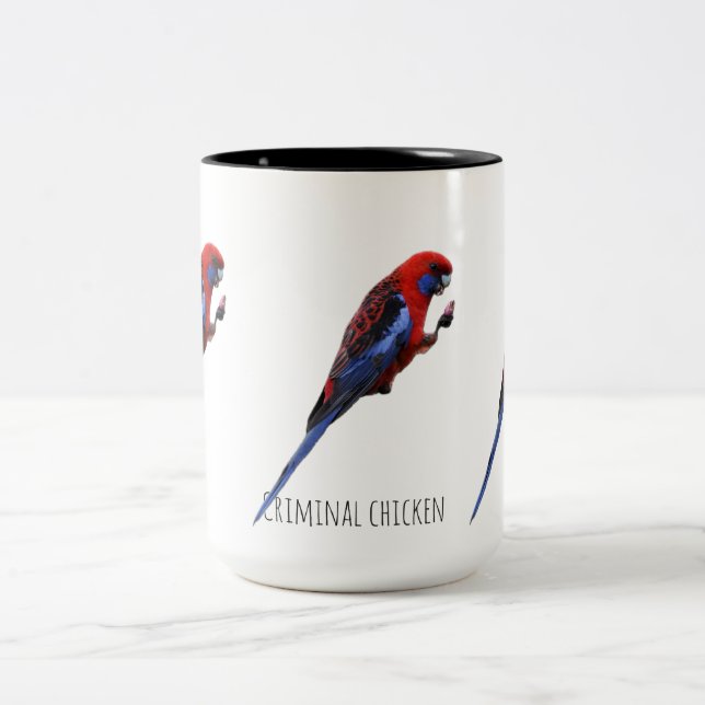 Criminal chicken Two-Tone coffee mug (Center)