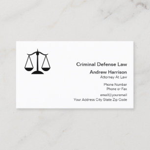 Criminal Defence Lawyer Business Card
