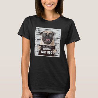 Criminal Dog Mug Shot Pug T-Shirt