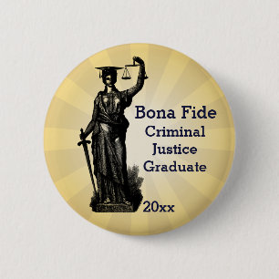 Criminal Justice With Graduation Hat 6 Cm Round Badge