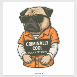 Criminally Cool Pug � Funny Mugshot Dog Design
