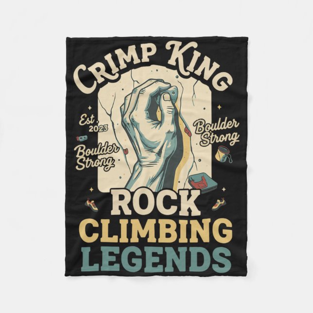 Crimp King Rock Climbing Legends Boulder  Fleece Blanket (Front)