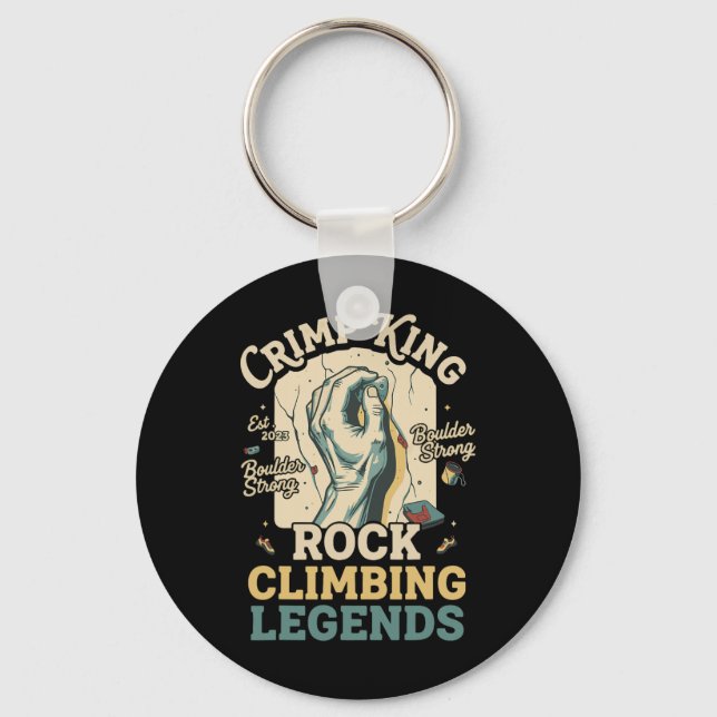 Crimp King Rock Climbing Legends Boulder  Key Ring (Front)