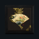 Crimped Oriental Fan with Floral Design Gift Box<br><div class="desc">Painting of a crimped oriental fan with a floral design. The black background lets the colours on the fan pop off the print. Hang this on your wall and enjoy!</div>