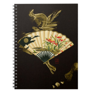 Crimped Oriental Fan with Floral Design Notebook