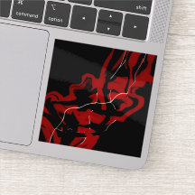 Crimson Abstract Red Black White Fluid Art