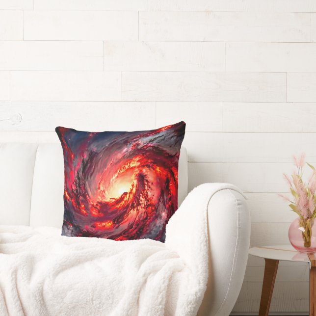 Crimson Abyss Dark Cosmic Nebula Space Cushion (Couch)