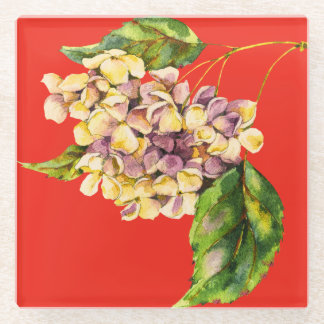 Crimson and Geranium Glass Coaster