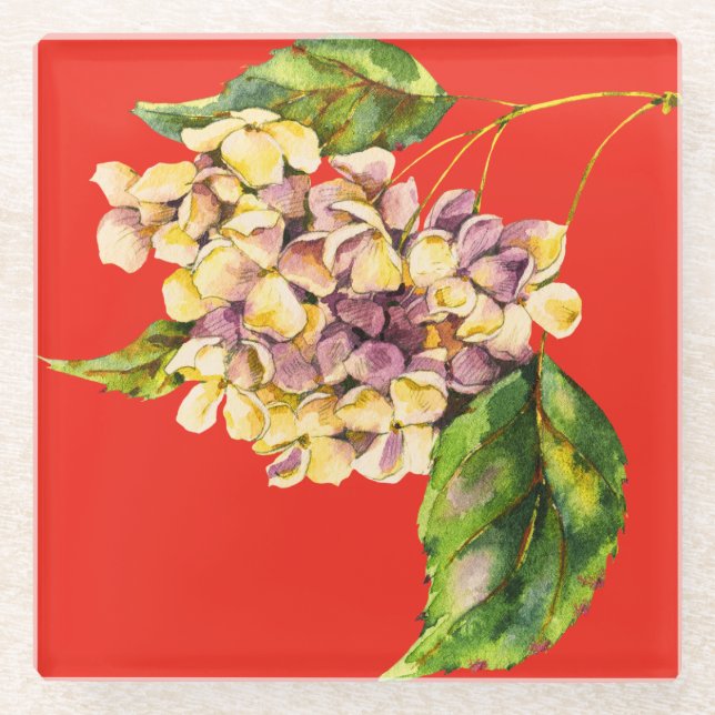 Crimson and Geranium Glass Coaster (Front)