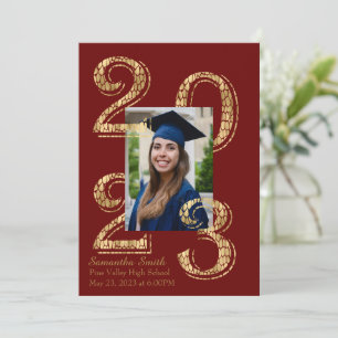 Crimson and Gold 2023 Photo Graduation Invitation