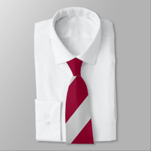 Crimson and Grey Diagonally-Striped Tie