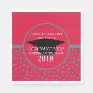 Crimson and Grey Kindergarten Graduation Party Napkin