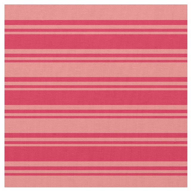 Crimson and Light Coral Coloured Lines Fabric (Close Up)