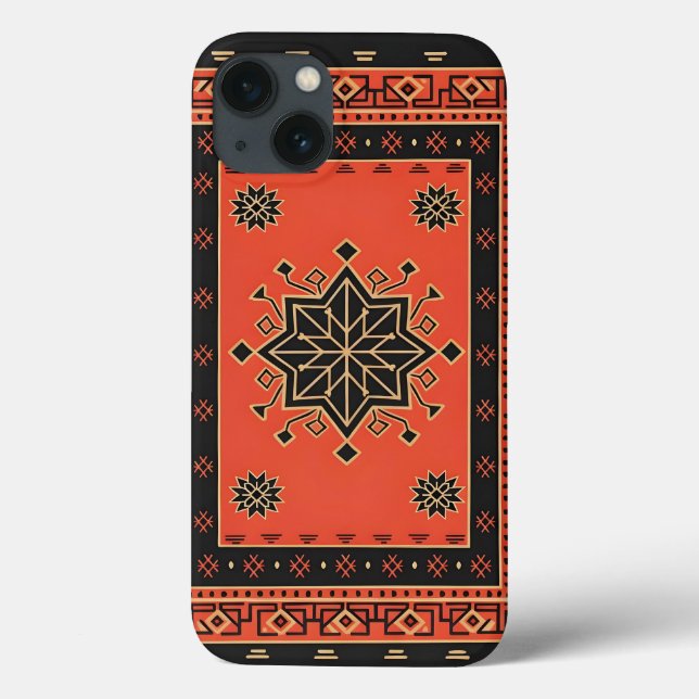 Crimson and Obsidian Geometric Tribal Star  Case-Mate iPhone Case (Back)