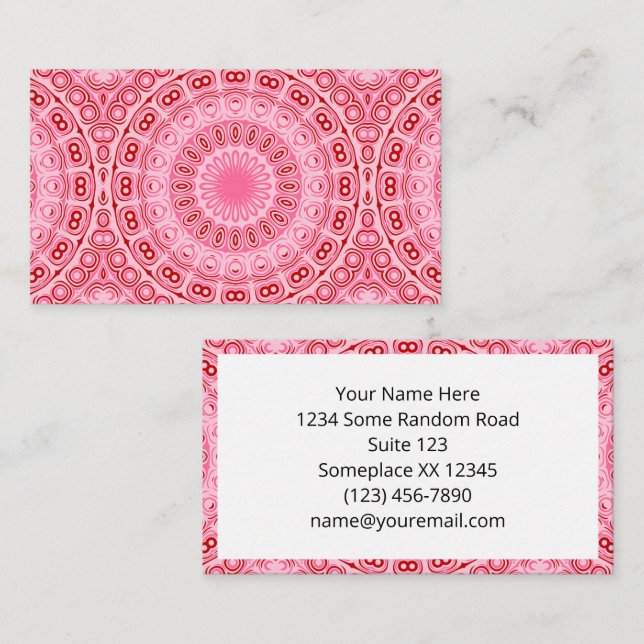 Crimson and Pink Mandala Pattern Business Card (Front/Back)