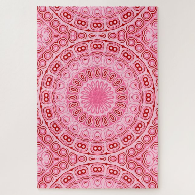Crimson and Pink Mandala Pattern Jigsaw Puzzle (Vertical)