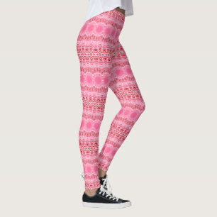 Crimson and Pink Mandala Pattern Leggings