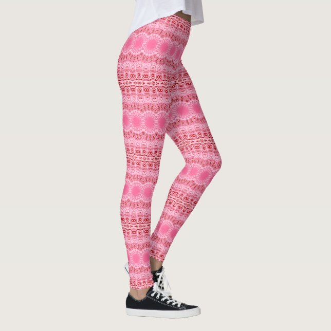 Crimson and Pink Mandala Pattern Leggings (Right)