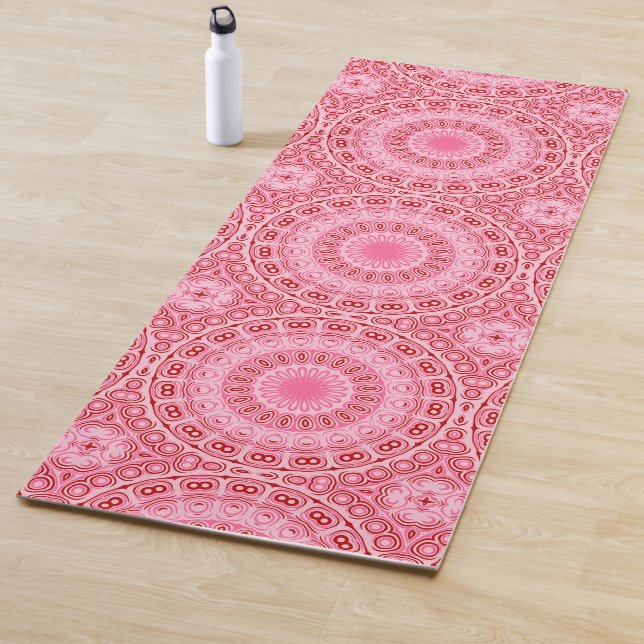 Crimson and Pink Mandala Pattern Yoga Mat (In Situ)